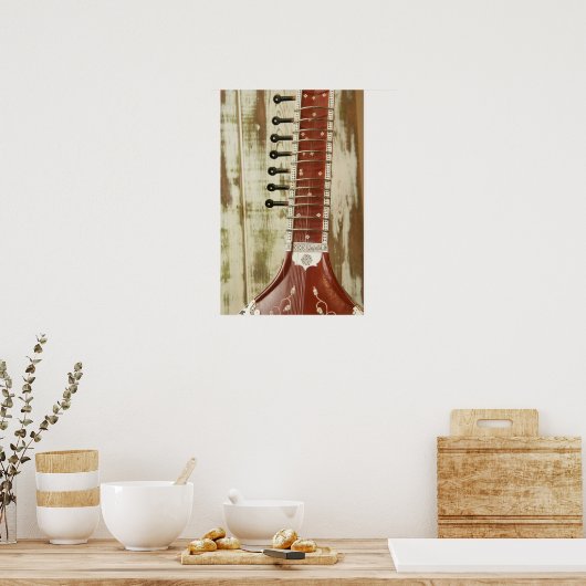 Indiaas Sitar String Instrument Poster (Keuken)