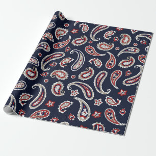 Indiaas traditioneel paisleypatroon voor de marine cadeaupapier