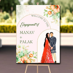 Indiaas verloving welkom bord poster