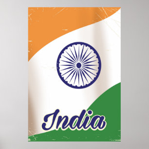 Indiaas Vlag vintage-poster. Poster