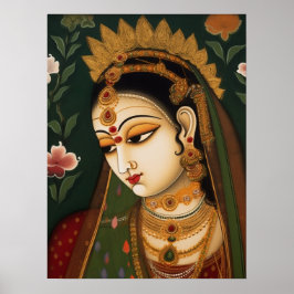  Indiaas vrouwelijk portret Pichwai Painting Poster