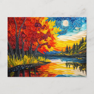 Indiaas zomermeerlandschap in quilling briefkaart