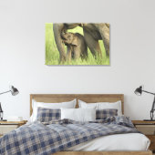 Indian / Asian Elephant and Young one, Corbett Canvas Afdruk (Insitu (Slaapkamer))