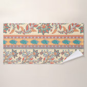 Indian Bloemen Grenzen Naadloos Patroon Badhanddoek (Badhanddoek)