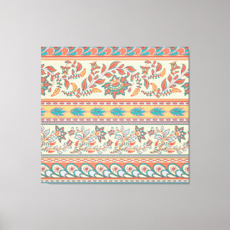 Indian Bloemen Grenzen Naadloos Patroon Canvas Afdruk