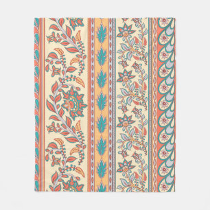 Indian Bloemen Grenzen Naadloos Patroon Fleece Deken