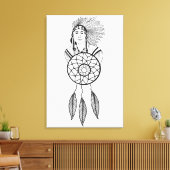 Indian Chief dream Catcher Native American Art Canvas Afdruk (Insitu (Woonkamer))