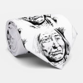 Indian Chief Ink Sketch Zwart Wit Stropdas (Opgerold)