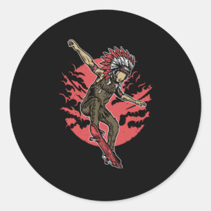 Indian Chief Skateboard Ronde Sticker