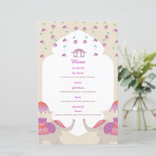 Indian Elegance Wedding Menu (Staand voorkant)