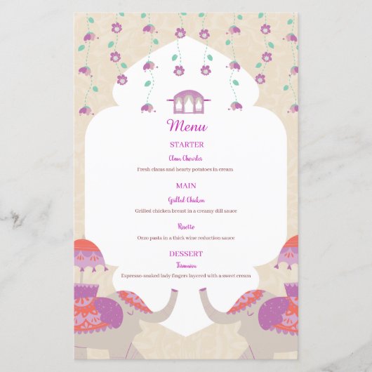 Indian Elegance Wedding Menu (Voorkant)