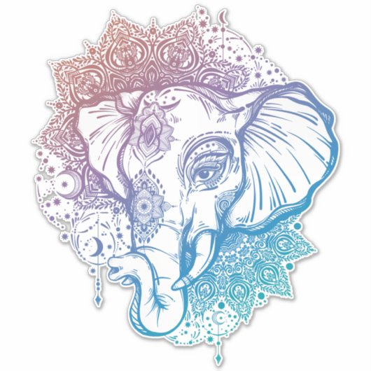 Indian Elephant Face Sticker (Voorkant)