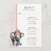 Indian Elephant Multi Event Wedding Carte RSVP (Devant)