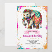 Indian Elephant Party Invitation (Devant / Derrière)