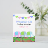 Indian Elephants Birthday Invitation Kaart (Staand voorkant)