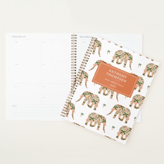 Indian Floral Paisley Ornate Elephants Custom Name (Devant avec enveloppe)