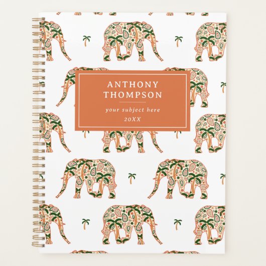 Indian Floral Paisley Ornate Elephants Custom Name (Devant)