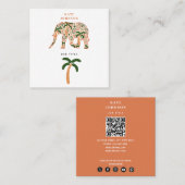 Indian Floral Paisley Ornate Elephants Vierkante Visitekaartje (Voorkant / Achterkant)