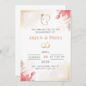 Indian Floral Verloving Invitation Kaart (Voorkant / Achterkant)