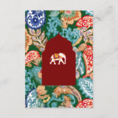 Indian Folk Art Elephant Donkerrood Bruiloftsdetai Informatiekaartje (Achterkant)