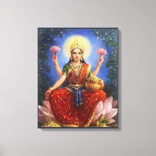 Indian Goddess Ma Lakshmi - Wrapped Canvas Afdruk