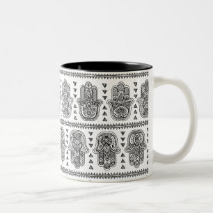 Indian Hand Drawn Hamsa Doodle Tweekleurige Koffiemok