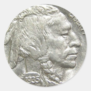 INDIAN HEAD NICKEL RONDE STICKER