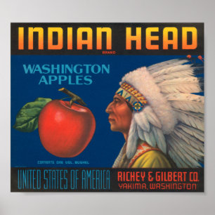 Indian Head Washington Apples  kratellabel Poster