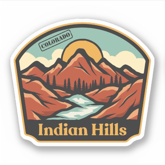 Indian Hills, Autocollant Colorado (Devant)