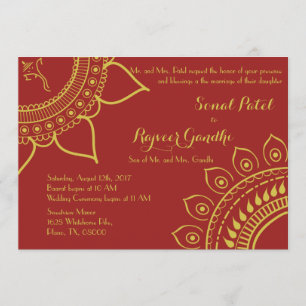 Indian Hindu Ganesh Wedding Invite Garba Mehndi Kaart
