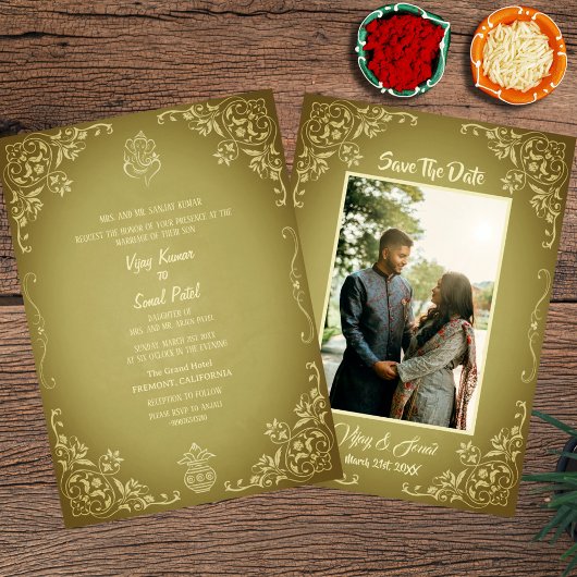 Indian Hindu Wedding Invitation with Custom Image