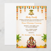 Indian Housewarming Invitation Kaart, Ganesh Puja Kaart (Voorkant / Achterkant)