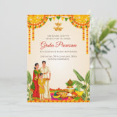 Indian Housewarming kaarten als Digital Pooja uitn (Staand voorkant)
