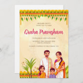 Indian Housewarming uitnodiging Gruhapravesam (Voorkant / Achterkant)