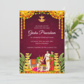 Indian Housewarming uitnodiging Gruhapravesham (Staand voorkant)