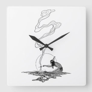 Indian in zijn eenzaamheid door NC Wyeth Vintage W Vierkante Klok