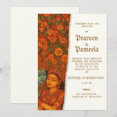 Indian invitation with Radhakrishna Mural painting (Devant / Derrière)