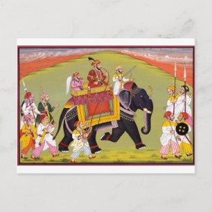 INDIAN MAHARAJA OVER ROYAL HUNT RIDING ELEPHANT BRIEFKAART
