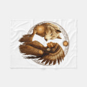 Indian Native American Woman With White Wolf Vinta Fleece Deken (Voorkant (Horizontaal))