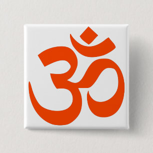 Indian Om Symbol Vierkante Button 5,1 Cm