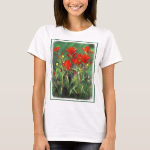 Indian Paintbrush Schilderij - Originele Bloem Kun T-shirt