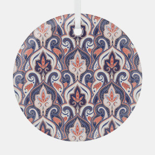 Indian Paisley: Naadloos bloemmedaillon. Glas Ornament