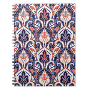 Indian Paisley: Naadloos bloemmedaillon. Notitieboek