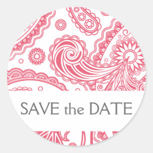 Indian Paisley Save the Date Ronde Sticker