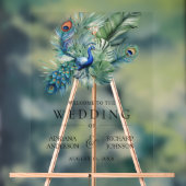 Indian Peacock Feathers Wedding Welcome Acryl Bord (Neutraal)