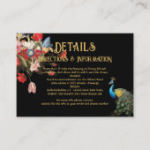 Indian Peacock Floral Mariage Détails carte d'info (Devant)