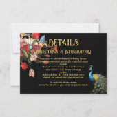 Indian Peacock Floral Mariage Détails carte d'info (Devant)