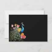 Indian Peacock Floral Mariage Détails carte d'info (Dos)