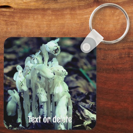 Indian Pipe-bos-wildbloem gepersonaliseerd Sleutelhanger (Achterkant)
