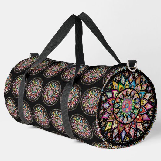 Indian Rainbow Mandala Grand Duffel Sac (Coin gauche)